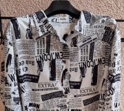 Płaszcz koszulowy/narzutka Wowo Plus Size 44/46 print gazeta jak nowy  