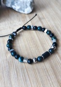 Bransoletka męska regulowana - czarny turmalin, agat, obsydian, hematyt