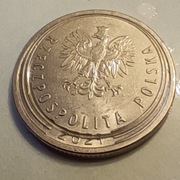 1 zł destrukt, błąd bicia na awersie