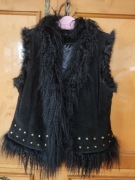 Kamizelka ze skóry zamszowej i futra lamy