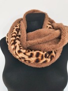 Dwustronny komin szal panterka beżowo-brązowy Polar