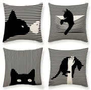 Poszewka na poduszkę kocie sprawki, czarny kotek, 40x40cm, komplet 4szt.