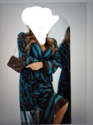 Sukienka kopertowa  Midi turkus z brązem  10 fashionyou