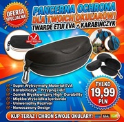 Etui na Okulary Twarde Czarne Pokrowiec Futerał z Karabińczykiem EVA