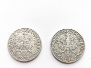  2 sztuki monet 5zł Rybak 1974 rok okazja 
