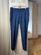 Granatowe spodnie męskie w kant, Giovani Italian Fashion, 43% wełna, L/XL