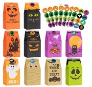 Torby na słodycze Halloween 80 szt + 84 naklejki Cukierek albo Psikus