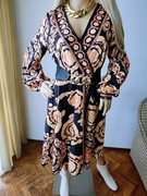 Sukienka kopertowa midi boho elegancka M  jesień, Andrzejki i Sylwestra 