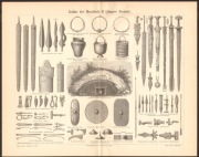 ARCHEOLOGIA EPOKA METALU 2 litografia z 1888 r