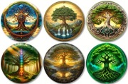 Zestaw 6 Podkładek – Drzewo Życia / Yggdrasil – Magia i Natura (10 cm) (9)
