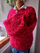 Sweter fuksjowy pulower fuksjowy na prezent ognisty piękny