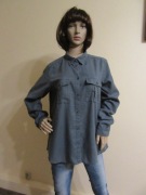 FJALLRAVEN damska koszula szaroniebieska 55% konopie podpinane rękawy_ L