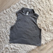 h&m szary melanżowy top s/m crop top Basic aesthetic impreza lato