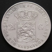 Holandia 2 1/2 guldena 1858 - król Willem III - srebro