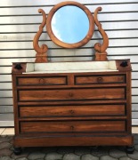 Toaletka-komoda Biedermeier1850–1880 Lite drewno, biały marmur,  lustro.