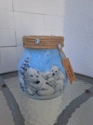 Szklany lampion Decoupage +lampki LED