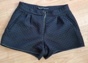 Pikowane Czarne spodenki zara wysoki stan xs
