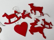 Zestaw ozdób choinkowych w stylu skandynawskim decoupage drewno unikat