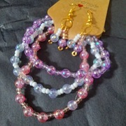 Komplet biżuterii handmade – kolczyki + bransoletki, pastelowe, 