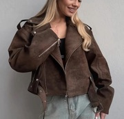 Kurtka ramoneska zamszowa coffee brown