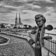 Skrzypce i Odra - plakat w ramie 30x30 cm #R04