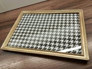 Stara drewniana ramka obraz rama retro pepitka stare złoto