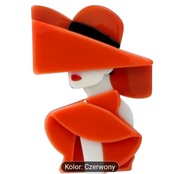 Dama w kapeluszu Broszka akryl XL 