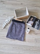 L/XL Marszczona Szara Elastyczna Spódniczka ze Ściągaczem