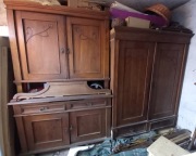 Meble zabytkowe do renowacji. Szafa + komoda +nadstawka - komplet