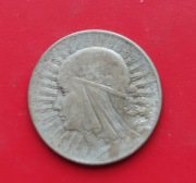 5 ZŁOTYCH GŁOWA KOBIETY 1933 rok - srebro AG oryginał N2