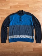 Lacoste sweter półgolf half zip colorblock niebiesko szary