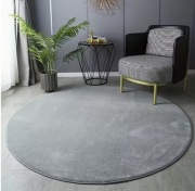 Szary Puszysty Pluszowy Dywanik 80x80 cm – Miękki