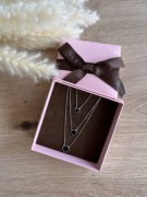 Srebrny naszyjnik kaskadowy Sadva wisiorki koniczyna trzy sznury elegancki