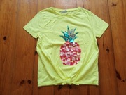 t-shirt dziewczęcy 134/140 żółty ananas