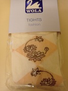 Nowe rajstopy wzorzyste dla dziewczynki GATTA 104-110 beżowe