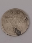 Srebrna moneta 1/2 guldena 1923r