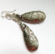 Kwarc tytanowy platerowany, kolczyki duże łezki w srebrze