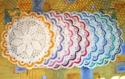 Serwetki Podkładki ozdobne, szydełko handmade śr.37 cm mix kolorów.