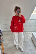 Czerwona bluza damska XL (42) oversize | bawełna | bardzo dobry stan