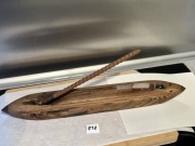 Stare tkackie czółno wrzeciono Heuchel Francja z ołowianym końcem 46 cm