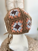 Kolorowa szydełkowa czapka bonetka kapturek handmade crochet rękodzieło