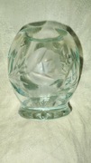 Stary kryształowy wazonik jasny turkus szlifowany 