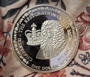 Moneta Karol II Przywrócenie Monarchii (Restoration of the Monachy) 1 dolar