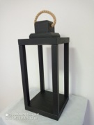 Lampion z drewna dębowego, wys. 42 cm, kolor czarny