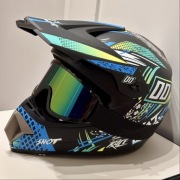 Kask motocyklowy SHOT + gogle lustrzane | Cross / Enduro / Quad | NOWY