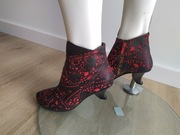 Włoskie czerwone ażurowe botki skóra 37 Lisa Tucci