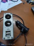 Rozdzielacz gniazda zapalniczki 2gn + 2 USB kabel przedłużacz 