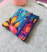 Mini portfelik portmonetka hand made motyw tropikalnych kwiatów 