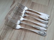 PRZEDWOJENNE SREBRZONE WIDELCE RÓŻNE MONOGRAM