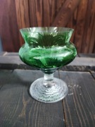 Zielone szkło wazon świecznik PRL